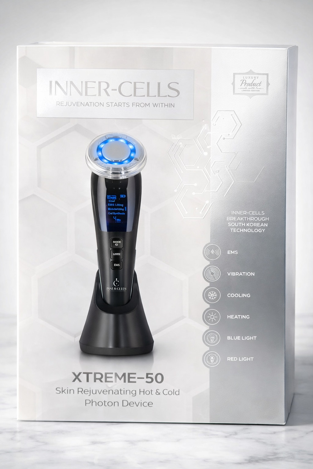 INNER-CELLS XTREME-50 Hot & Cold Photon Device EMS LED Blue Red Light Therapy