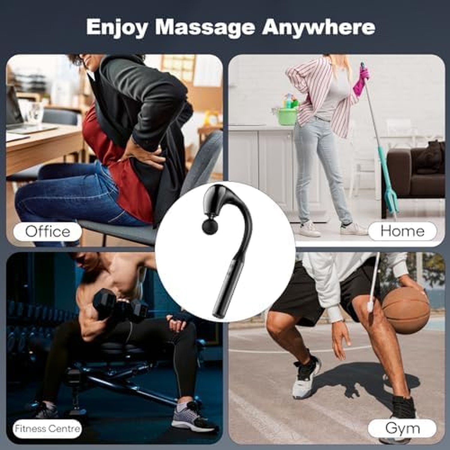 Massage Gun Deep Tissue with Extended Handle Revolutionary U-Shaped Back Mass…