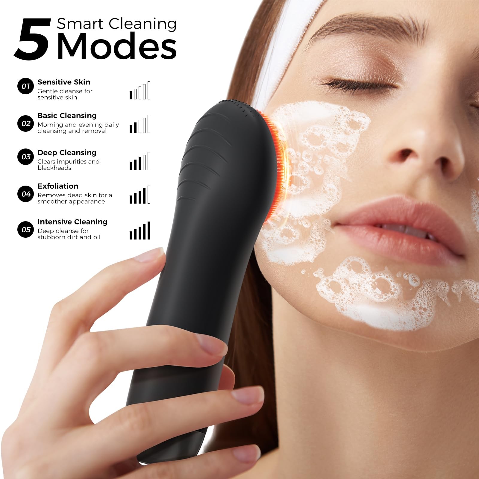 Ccigedy Face Scrubber Brush, Electric Silicone Scrubber, Black