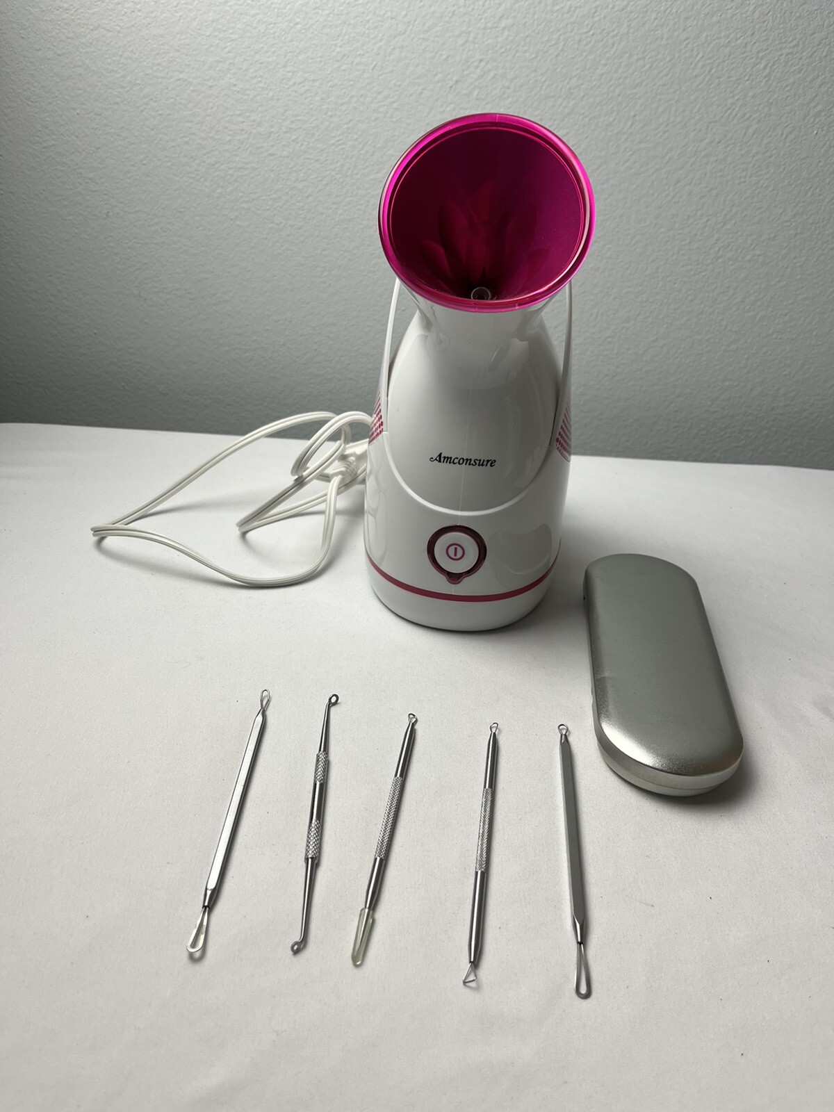 Amconsure Nano Ionic Facial Steamer w/5pc. Stainless Steel Skin Kit.New no box.