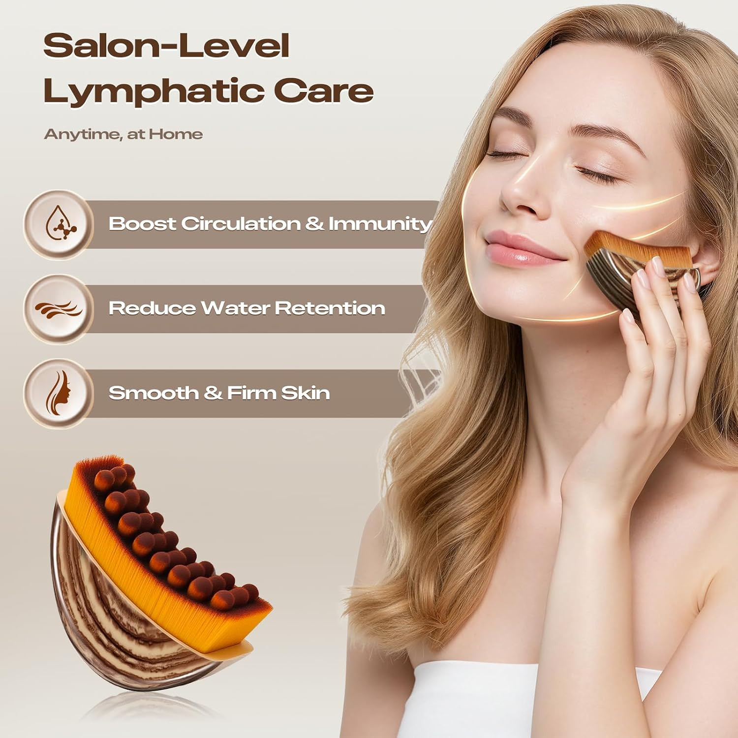 2 PCS Lymphatic Drainage Face Brush, Clean Dry Brushing, Skin Care Chin & Jawlin