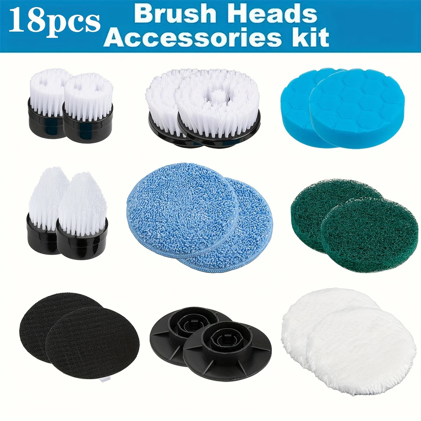 18PCS Replaceable Brush Heads Accessory Kit, Compatible with Electric Rotary Scr