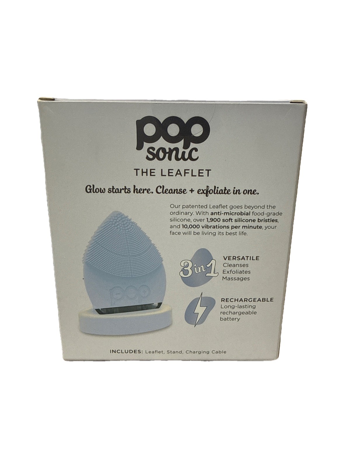 Pop Sonic the leaflet Glow starts here Cleanse + exfoliate in one New (Ice Blue)