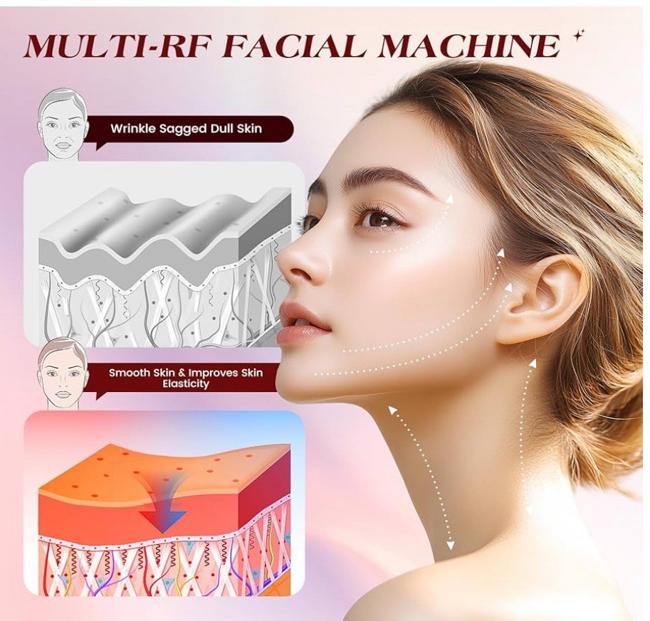 INTEO Microcurrent Facial Device 3 Modes Red Light Therapy for Face & Neck(Gold)