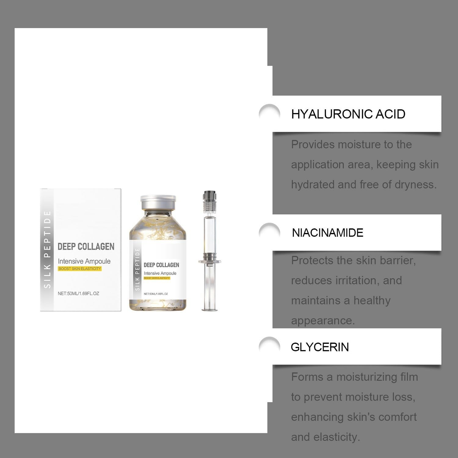 Deep Collagen Lifting Ampoule, Korean Silk Peptide 1.7 Fl Oz (Pack of 2)