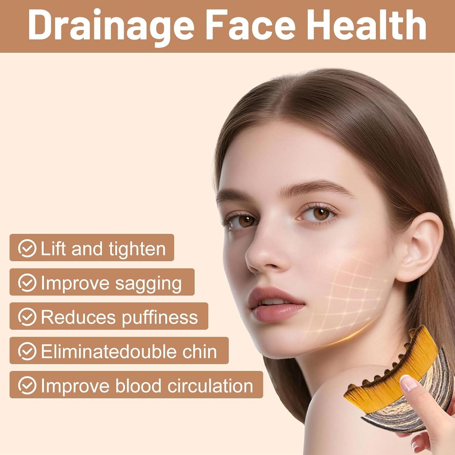 Set Lymphatic Contour Face Brush Contour Face Brush for Lymphatic Drainage Dry