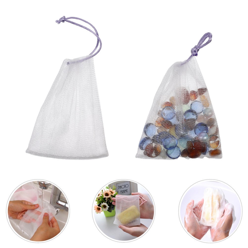 40 Pcs Nylon Soap Foaming Net Bag Facial Bubble Helper For Bath Use