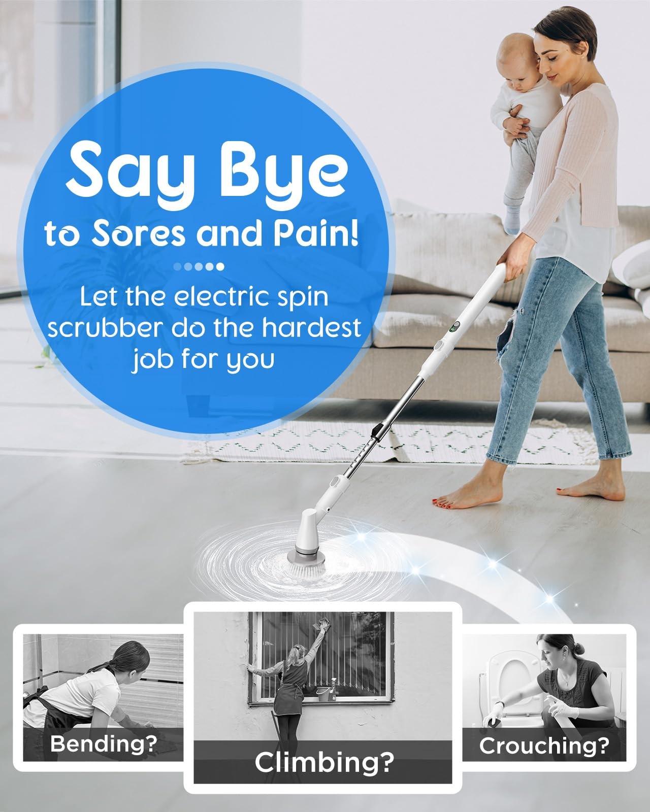 OUTRING Spin Scrubber with Big Display, Fast Charging Cordless Cleaning Brush…
