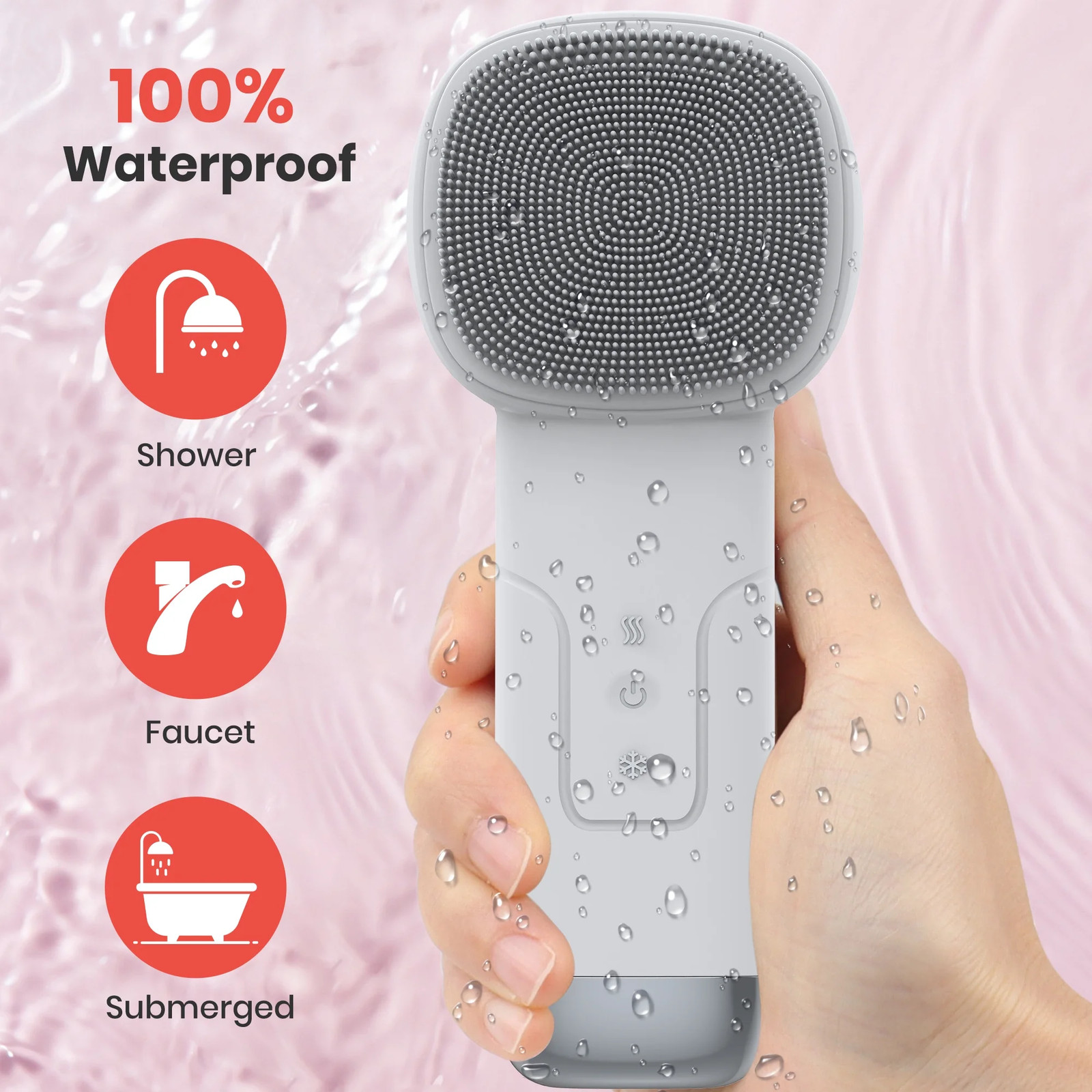 Electric Silicone Facial Cleansing Brush, Face Scrubber with Hot & Cold Care