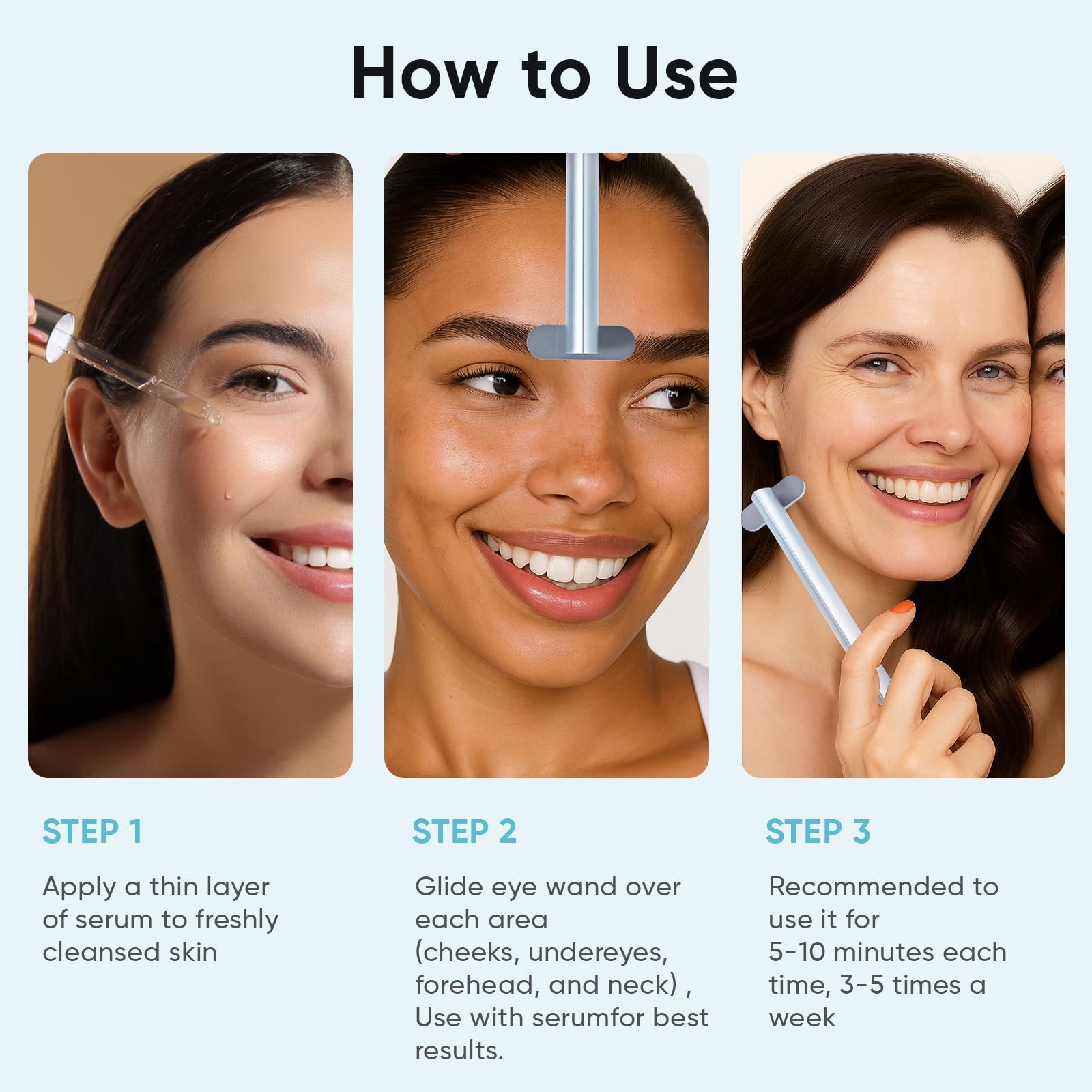 AUSLKA Red-Light-Therapy-Wand, 7 in 1 LED Light Facial Wand for Face, Blue