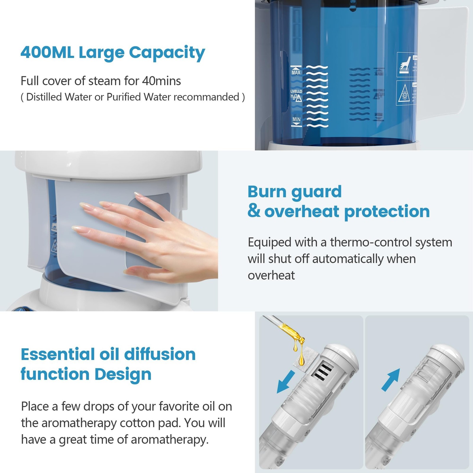 Nisperos Nano Ionic Facial Steamer – 360° Rotatable Sprayer – 40 Minutes Wa