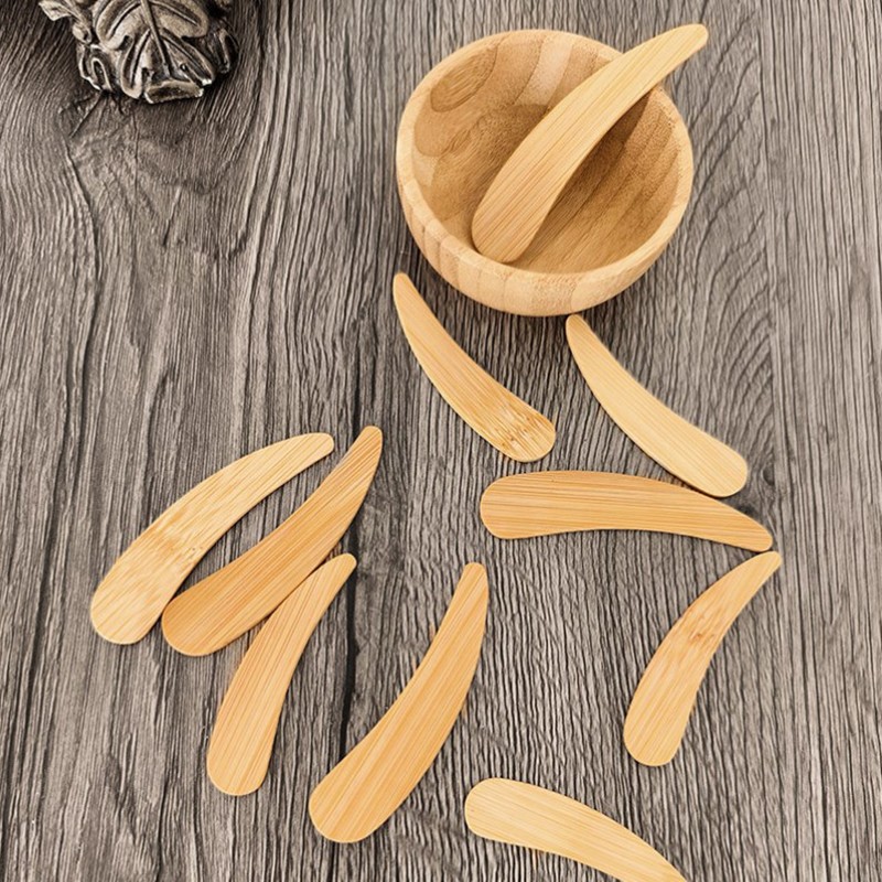 10Pcs/Lot Natural Mini Bamboo Facial Cosmetic Mask Spatulas Smooth Makeup Tool