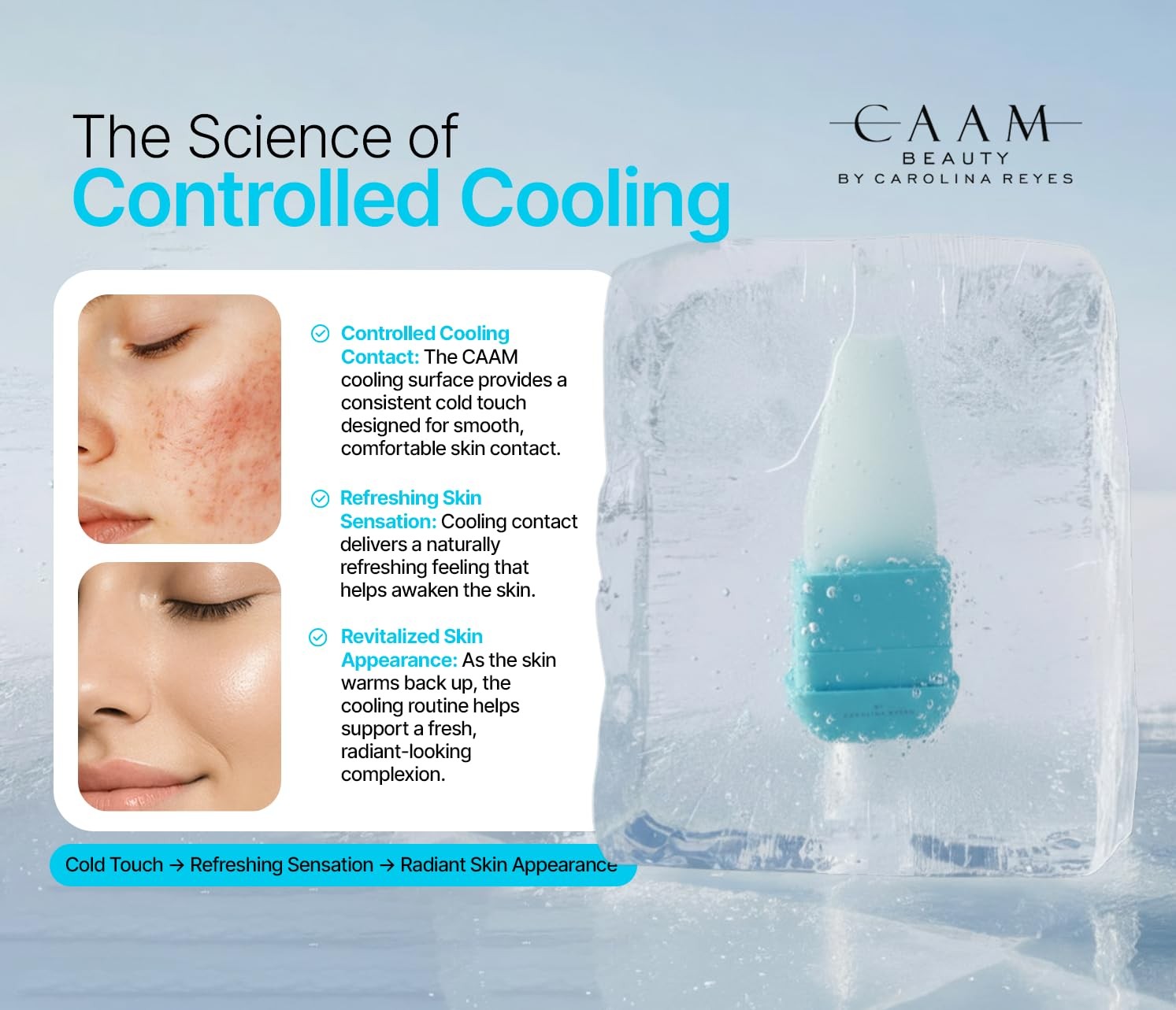 ICE FACE by CAAM BEAUTY | Facial Cryotherapy Roller for “Face & Neck | Blue
