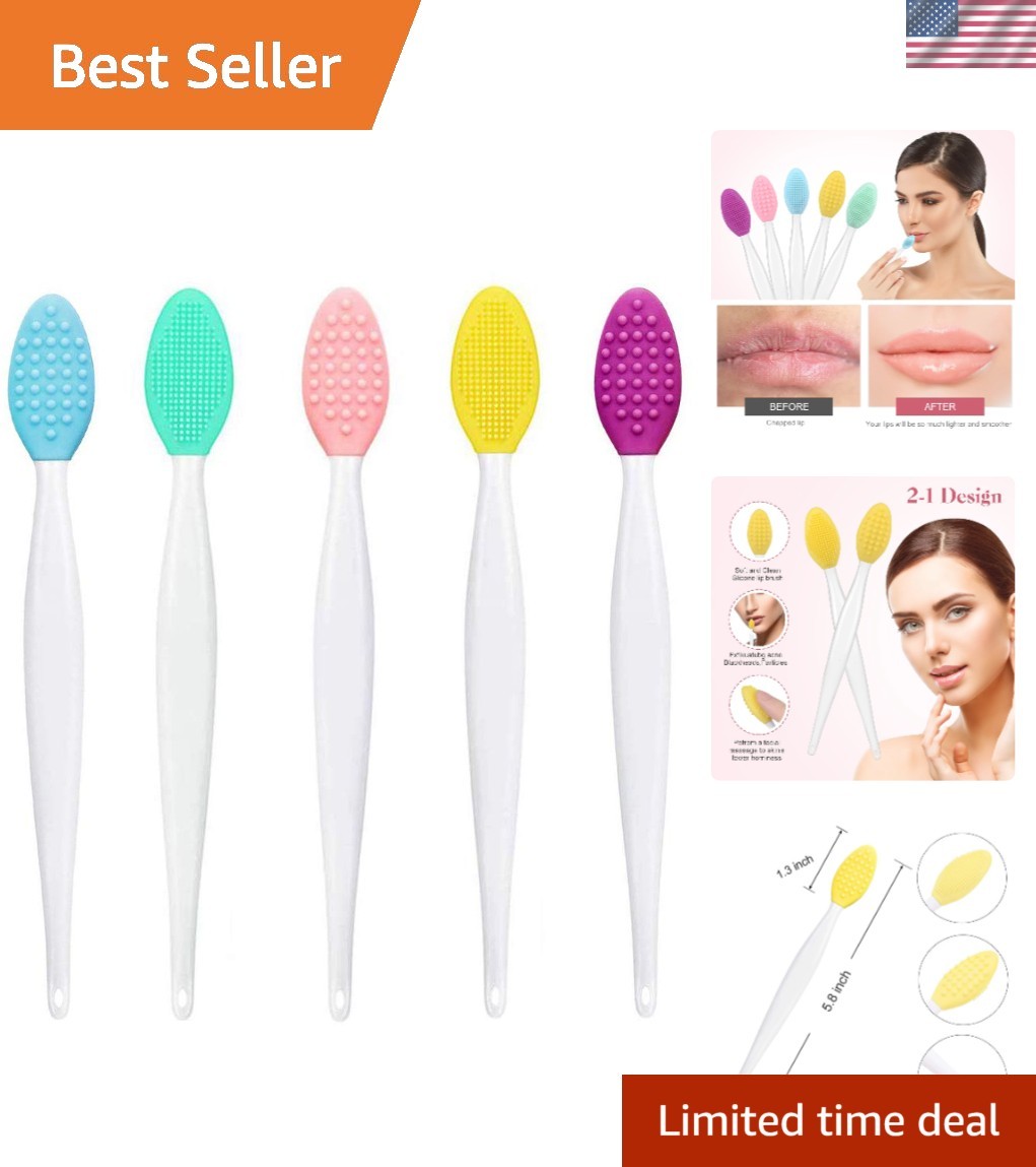 5-Piece Silicone Facial Cleansing Brush Set for Exquisite Lip Care & Exfoliation