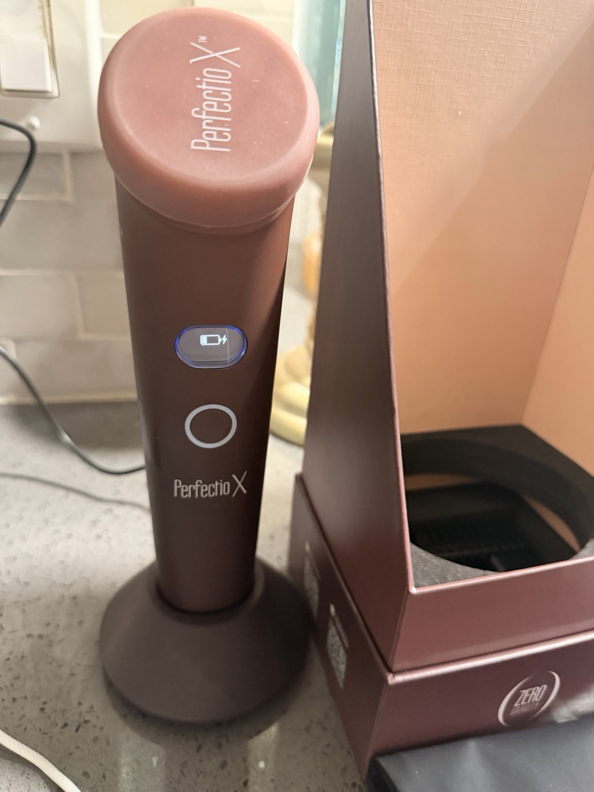 Perfectio Perfectio X Facial Cleansing Device Brown w/ Box Stand & Pouch