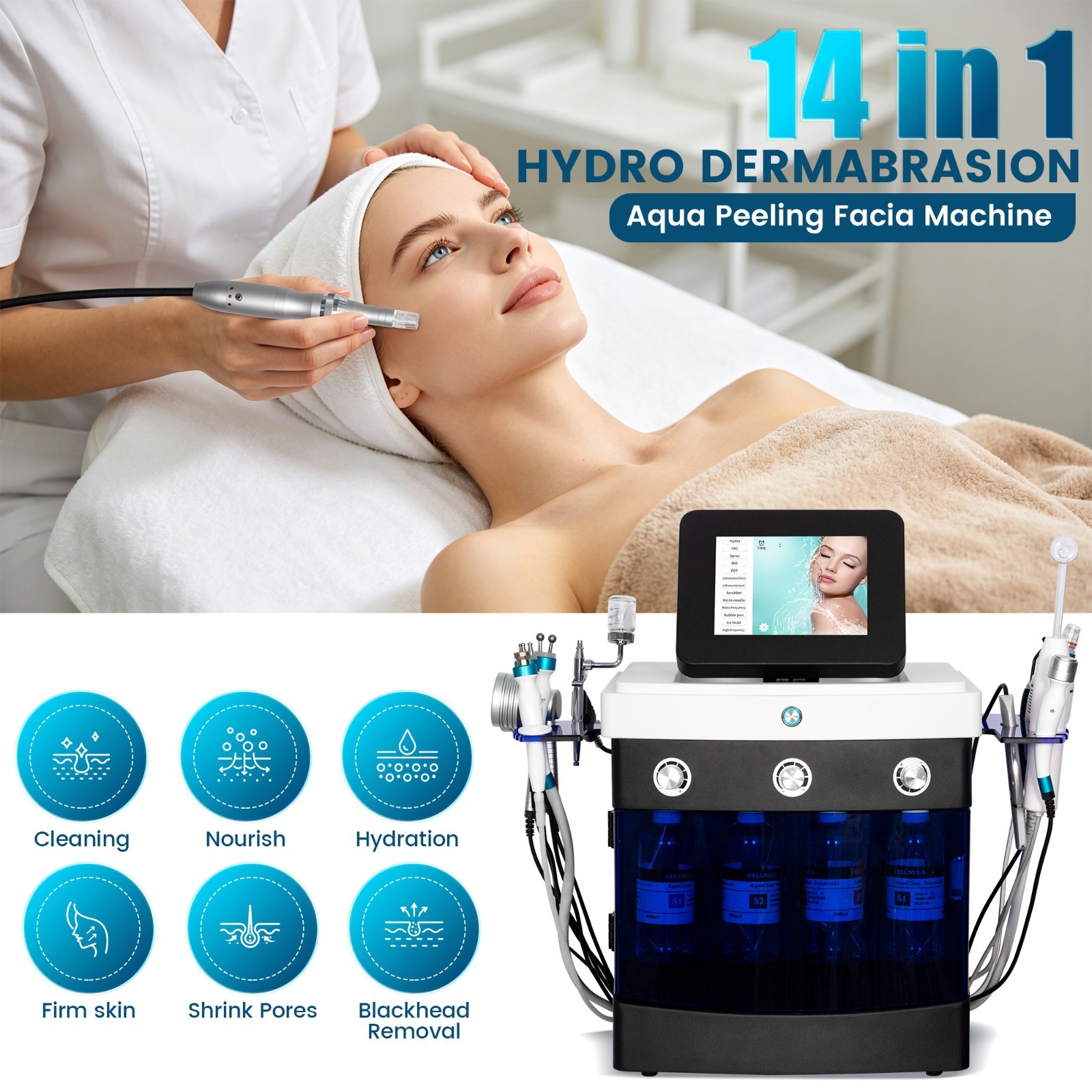 14-in-1 Facial Cleaning Skin brightening Acne Blackhead Removal beauty Machine