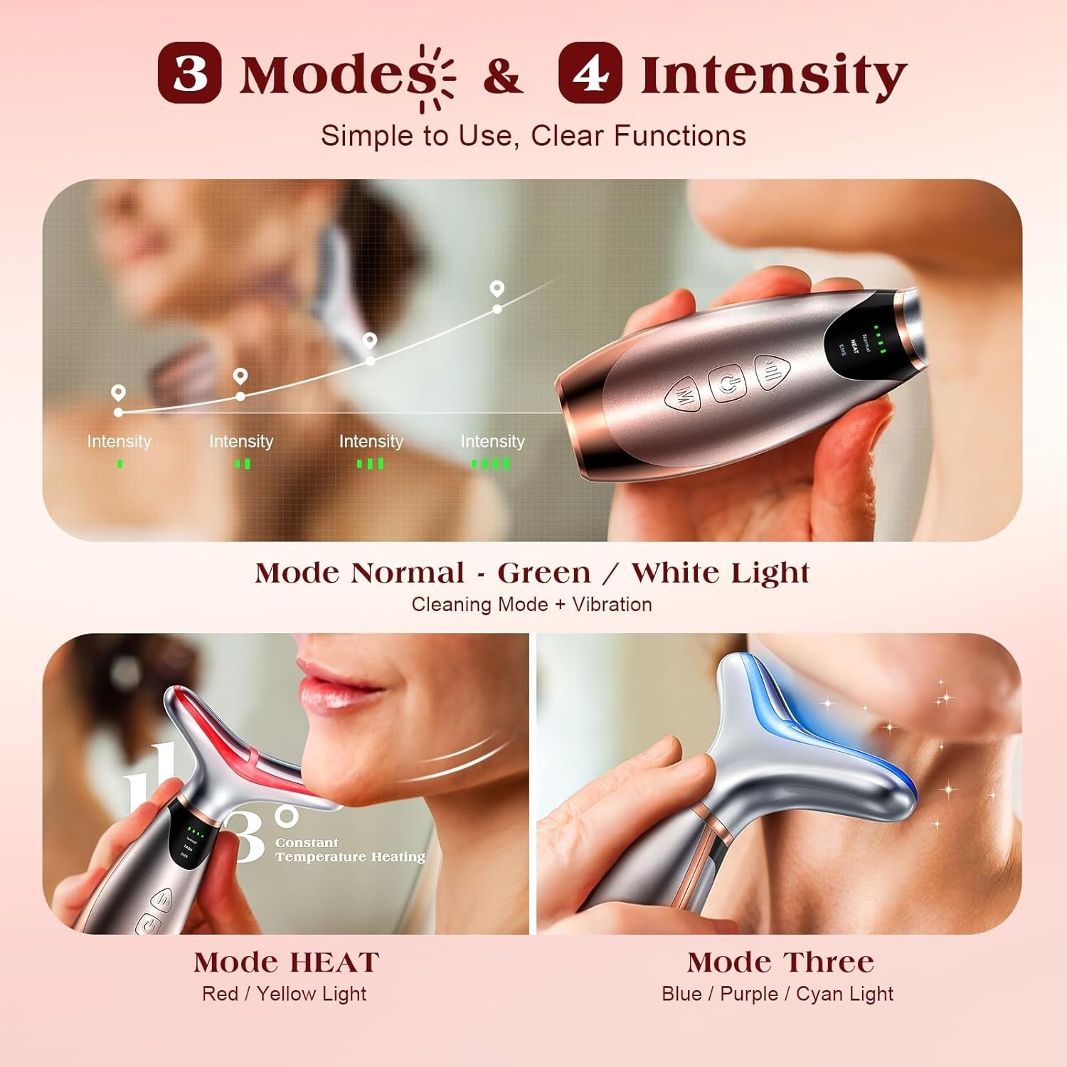 Facial Massager, 7 Colors Red Light Therapy for Face and Neck, Face Lift Devi…