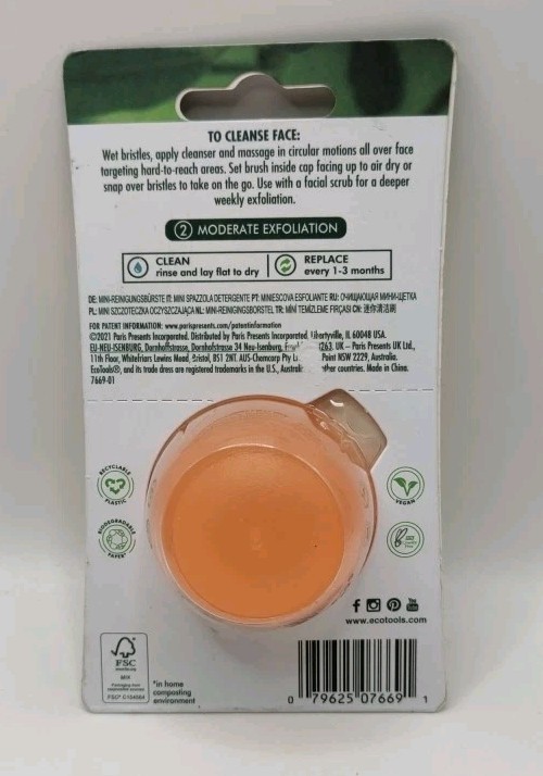 EcoTools Mini Facial Cleansing Brush Tool, Infused with Citrus 7669 – NEW
