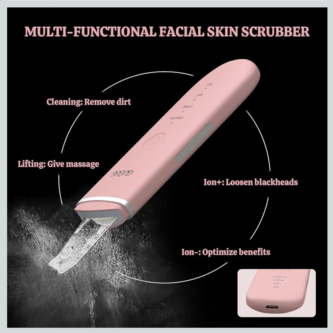 GUGUG Facial Skin Scrubber Face Spatula – Blackhead Remover Pore Cleaner – Pink