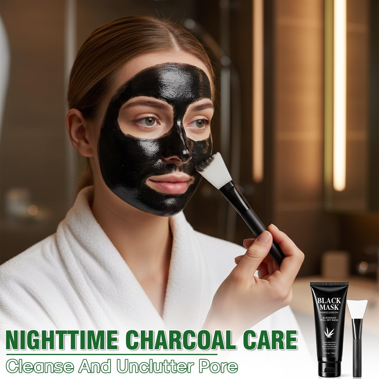 Nozerix Blackhead Remover Mask, Charcoal Peel 3.53 Fl Oz (Pack of 1), Black