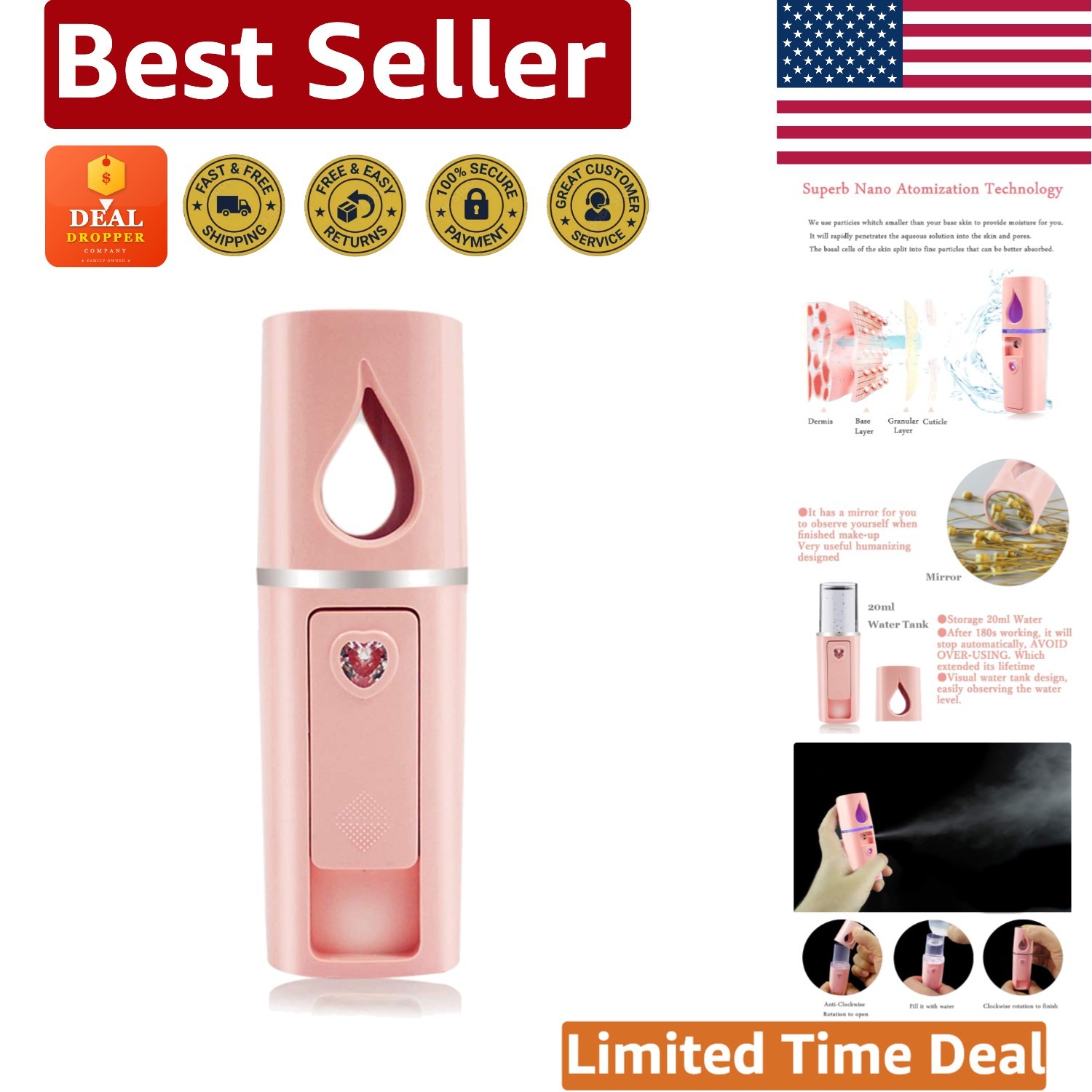 Portable Mini Facial Steamer with 20ml Capacity – Elegant Hydration Solution