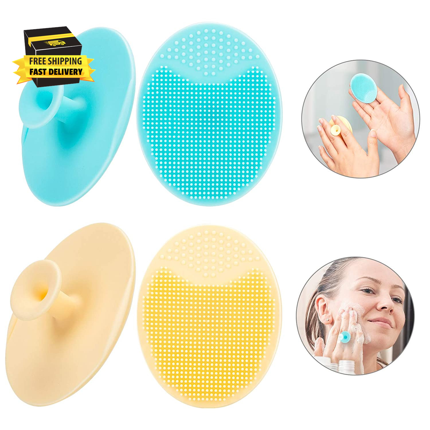 4 Pack Face Scrubber, Soft Silicone Facial Cleansing Brush Face Exfoliator Black