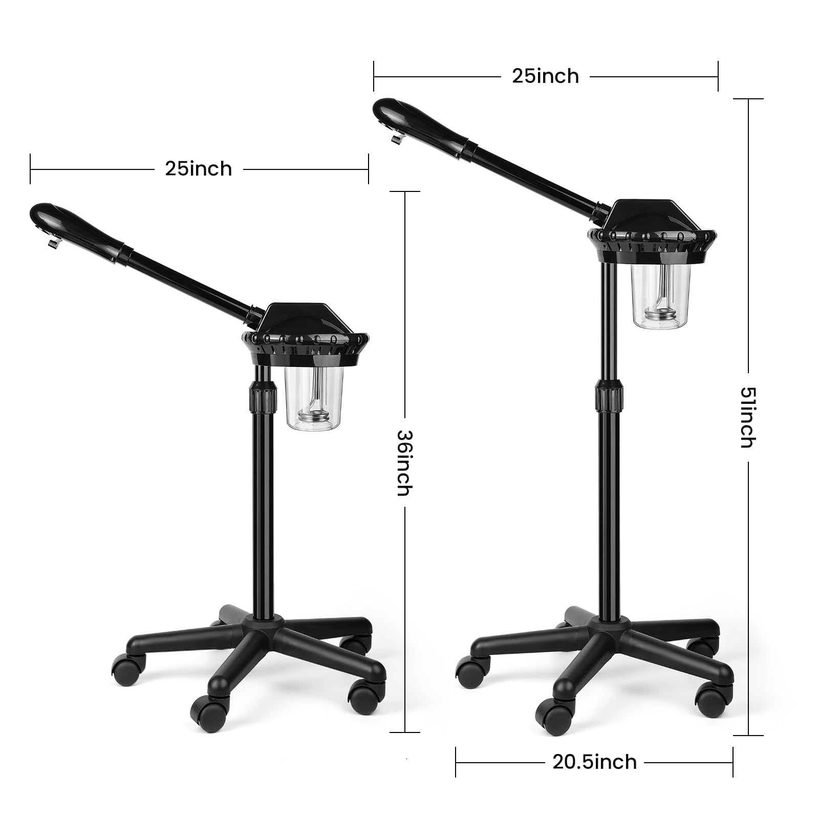 Chetunju Professional Face Steamer, Adjustable Height and Angle, Large, Black