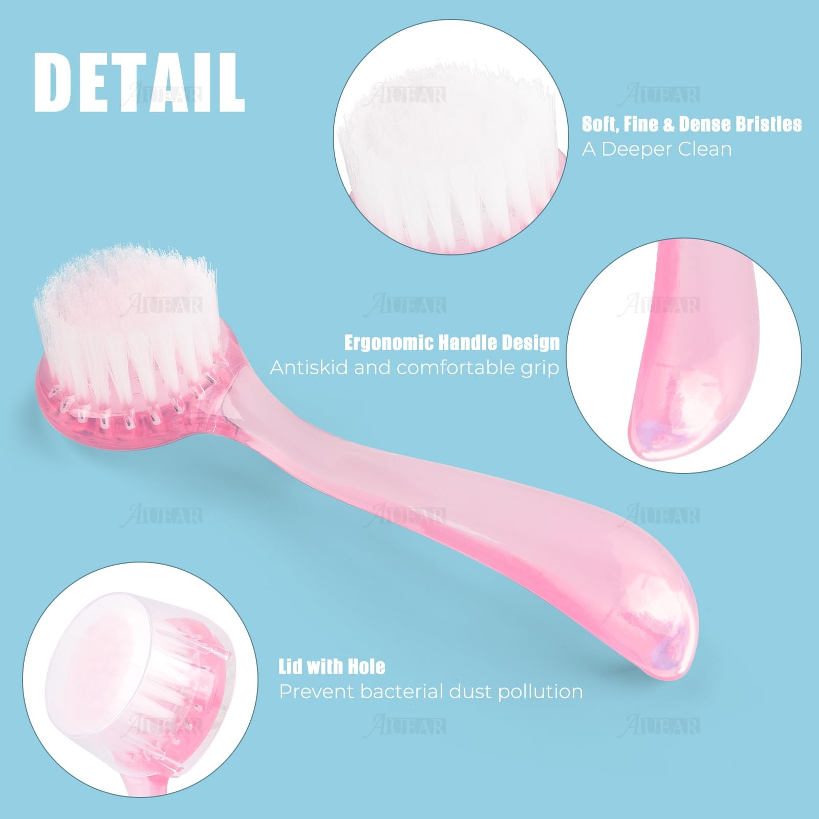 AUEAR, 4 Pack Face Brush for Cleansing and Facial Cleaning Blue, Pink, Purple