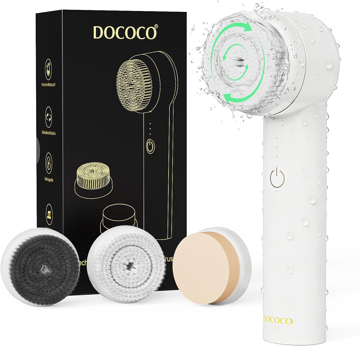 Electric Facial Cleansing Brush, 3-in-1 Waterproof Face Scrubber, 3-Speed