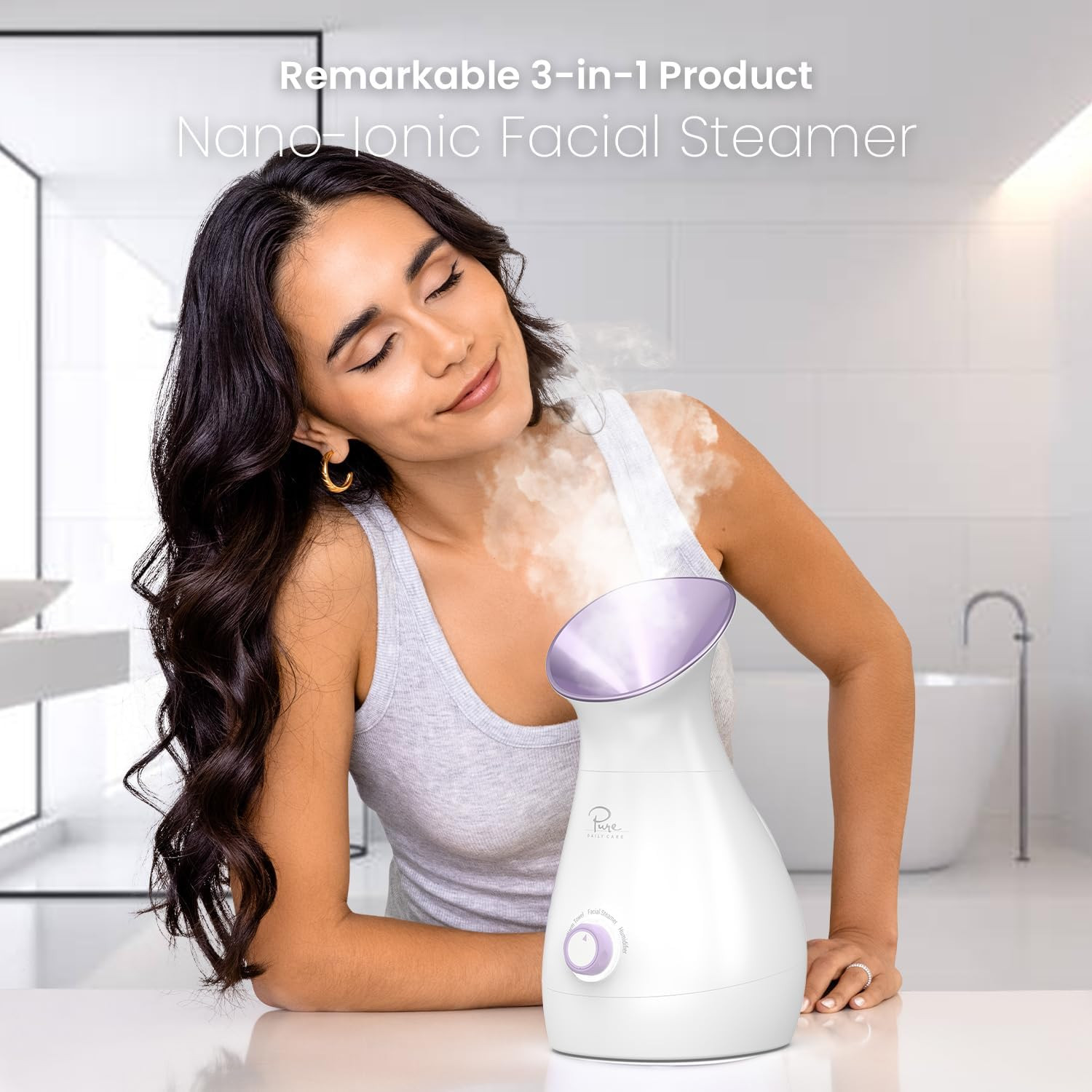 3-in-1 Nano Ionic Facial Steamer with Temp Control & Bonus Skin Kit – Lilac