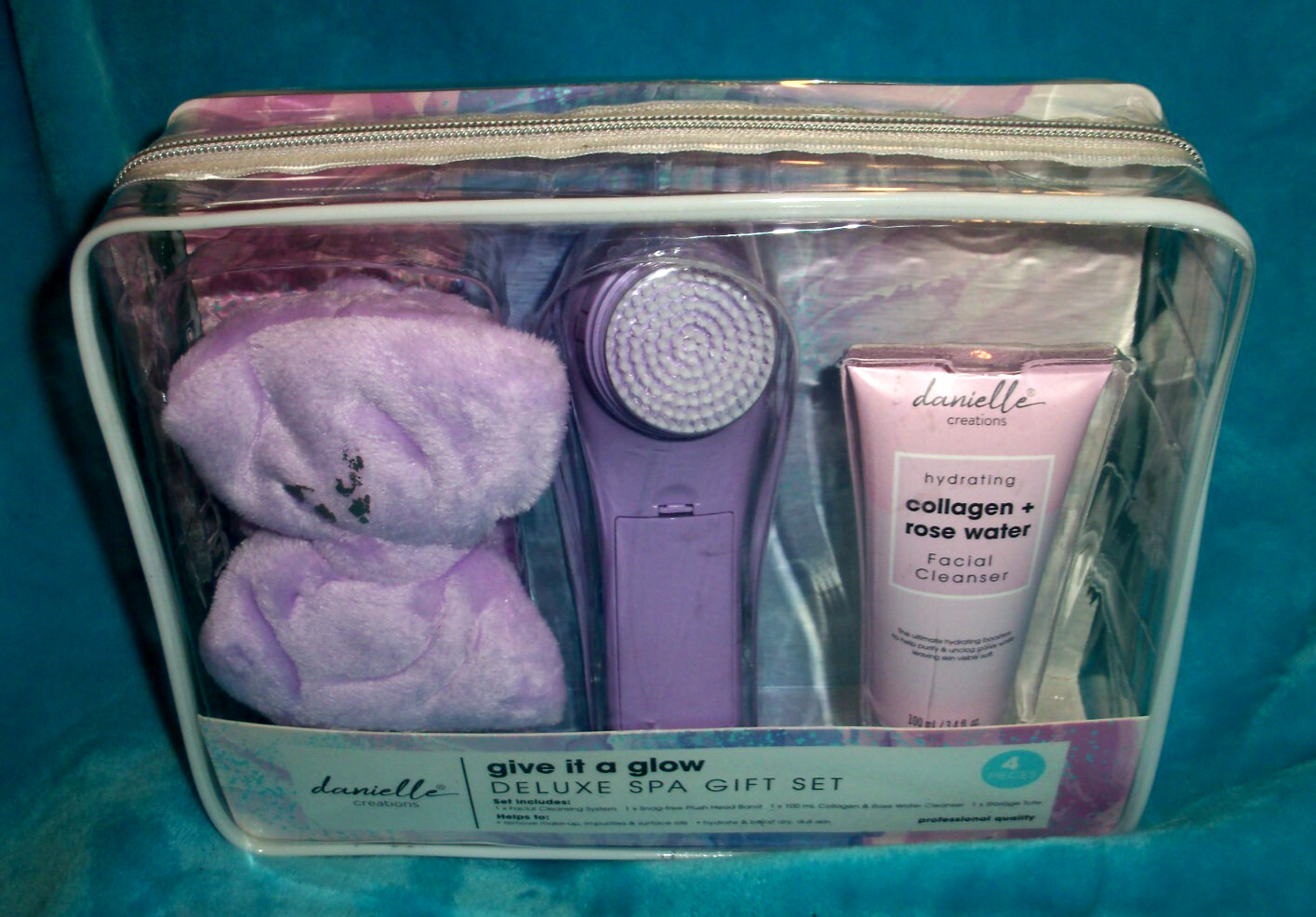 DANIELLE CREATIONS Spa Gift Set-4 Piece-Face Glow/ Hydrate/Plump/Cleans-Collagen