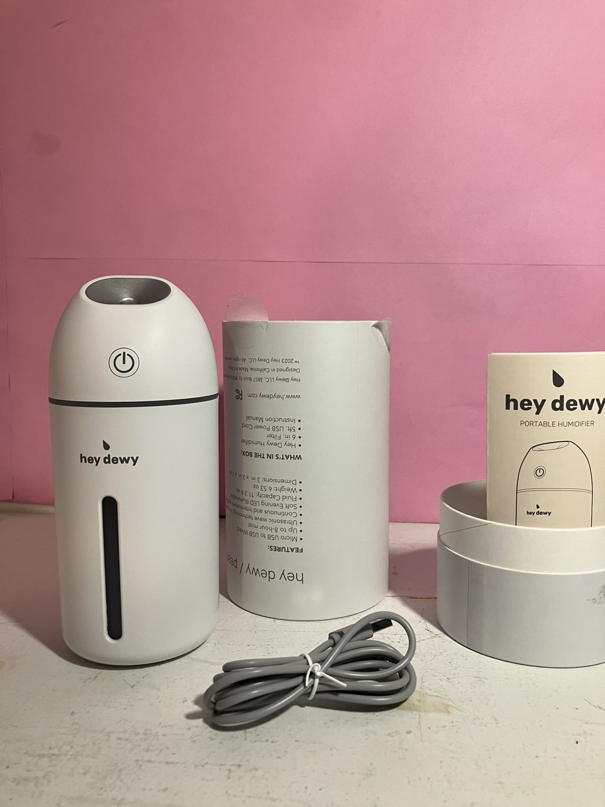 New Hey Dewy Wireless Portable Facial Humidifier in White ~ Open Box BRAND NEW