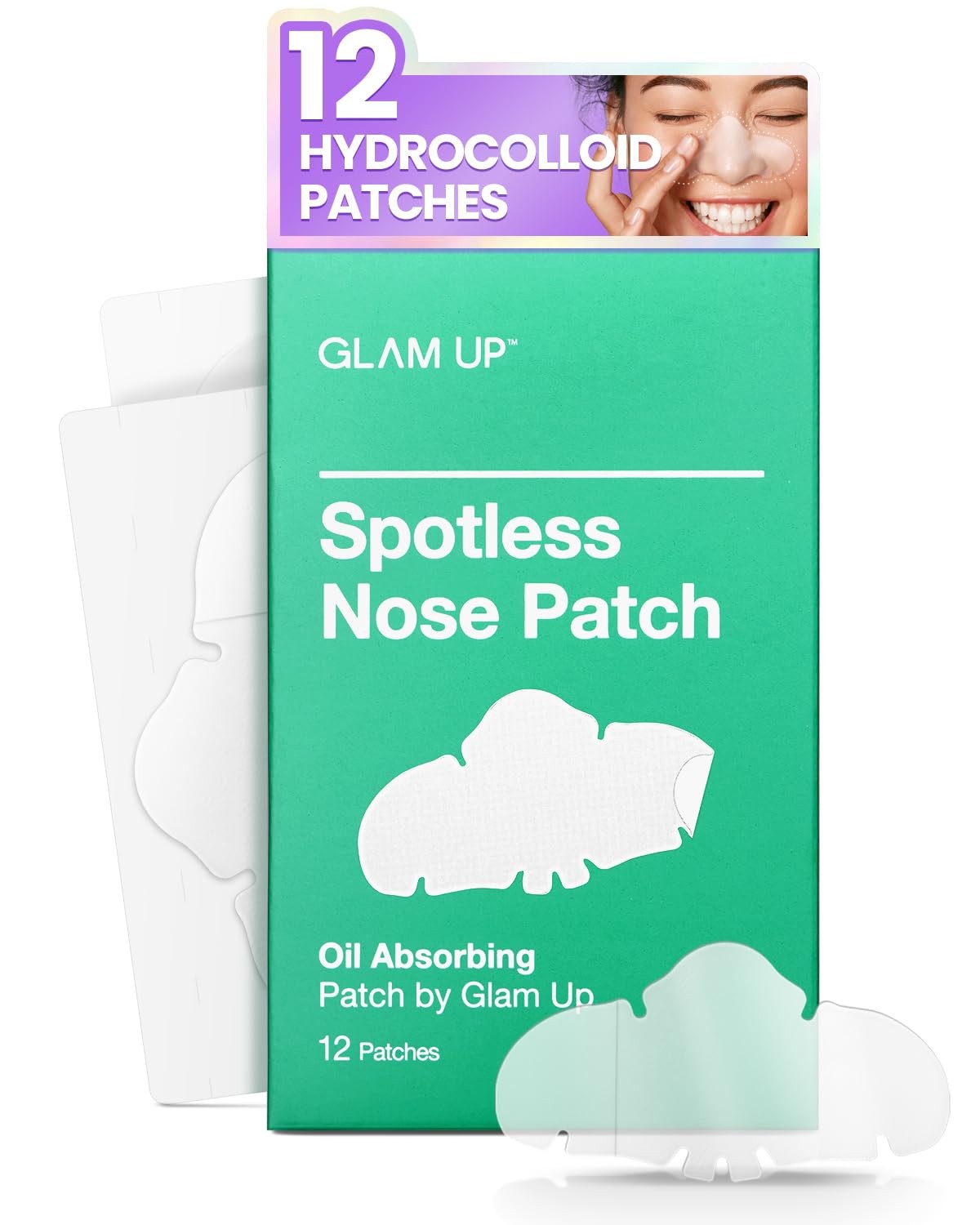 GLAM UP Spotless Nose Patch Hydrocolloid Coverage for 12 Count (Pack of 1)