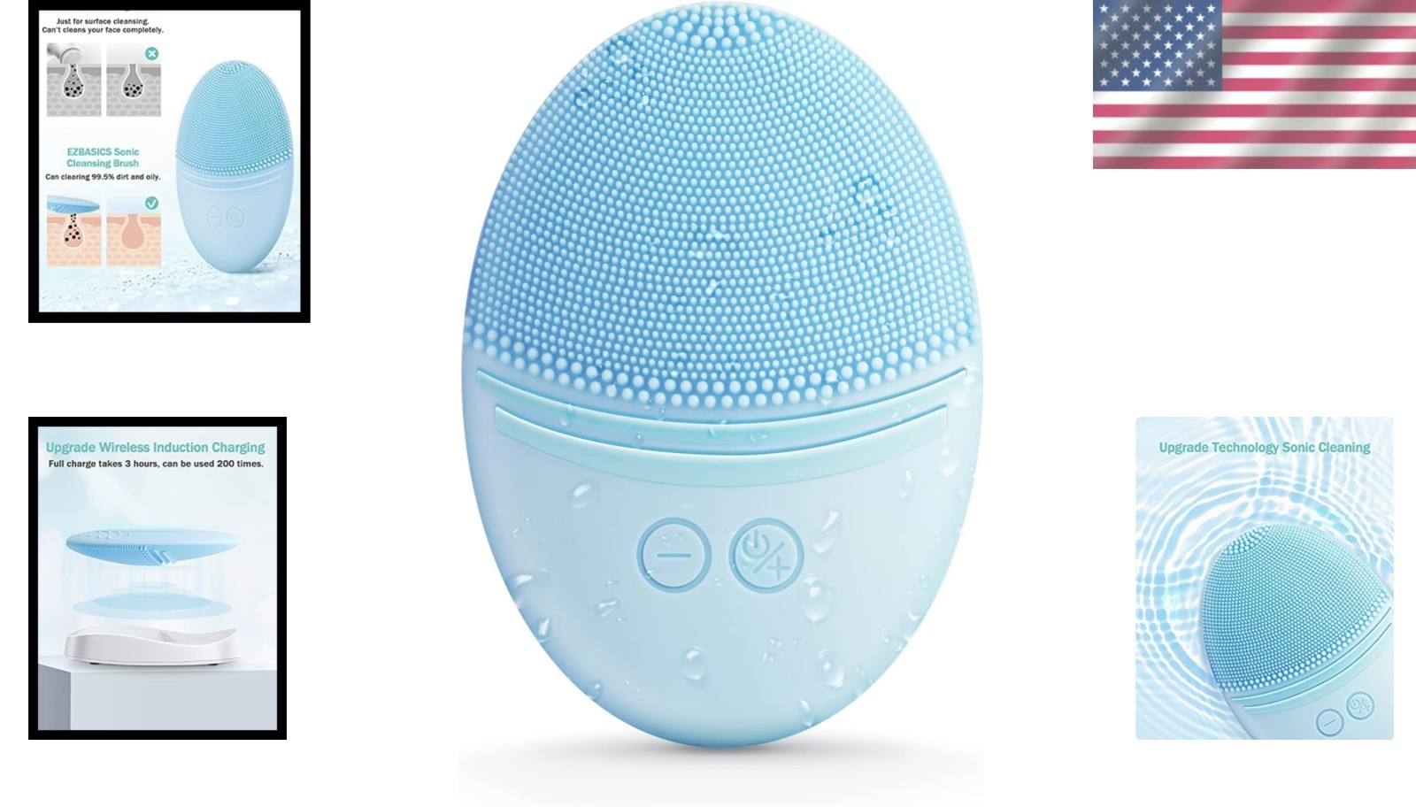Portable Waterproof Sonic Face Brush – Gentle Exfoliation & Massage for All Skin
