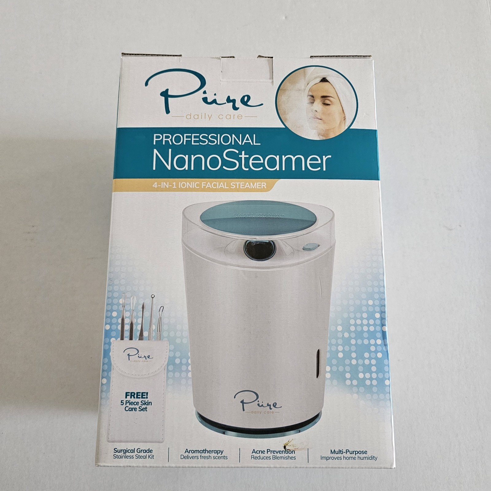 NanoSteamer PRO Professional Nano Ionic 4 In 1 Facial Steamer New Open Box