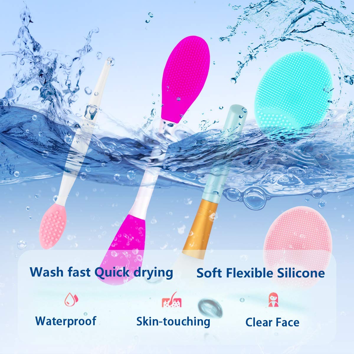 5PCS Silicone Scrubber Set, Lip Scrub 5 Piece 5 Pieces Rose Pink Green
