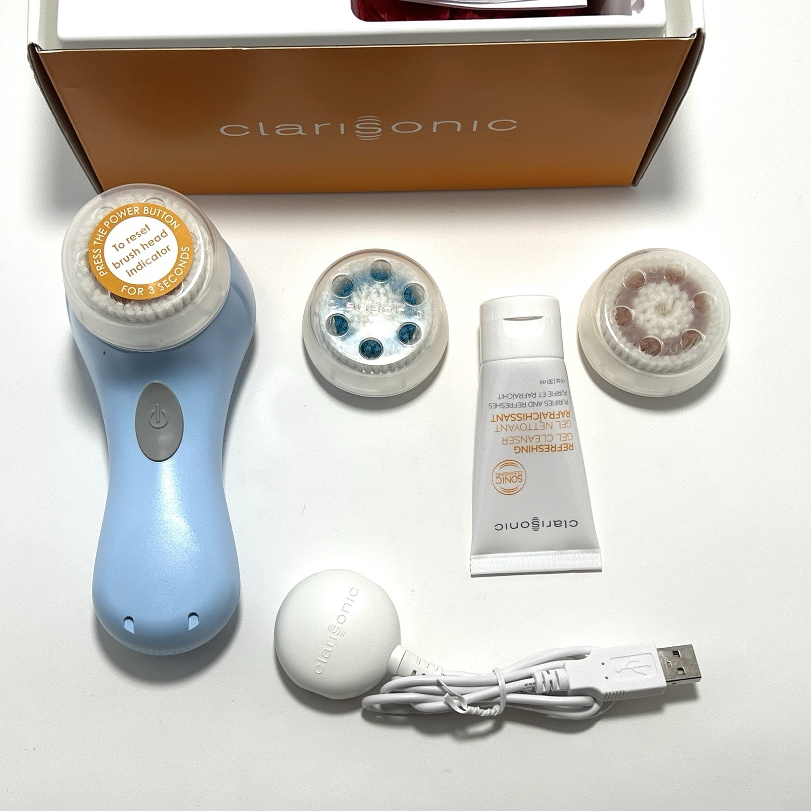 Genuine Clarisonic Mia Sonic Facial Cleansing Brush Turquoise 3 Head -Open Box