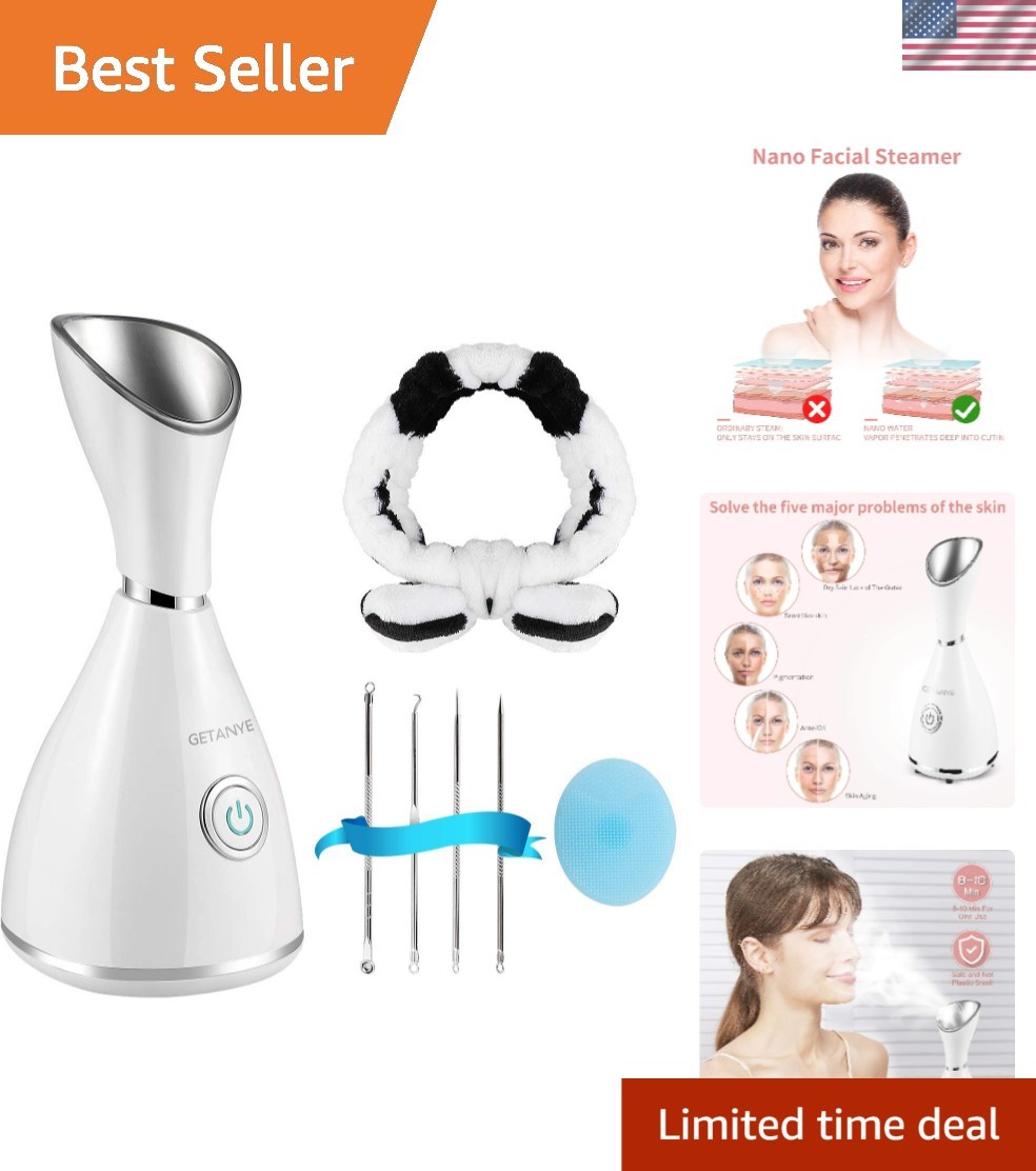 Moisturizing Nano Ionic Face Steamer with Blackhead Remover Kit Included