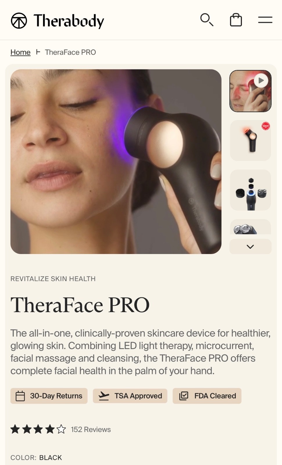 TheraFace Massager -Sealed in box. Black w/ hot and cold rings. $530 retail