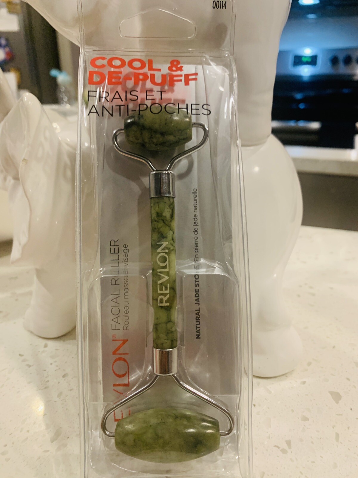 Revlon Jade Stone Facial Roller, Dual-Sided Face Massager to Cool and De-Puff,