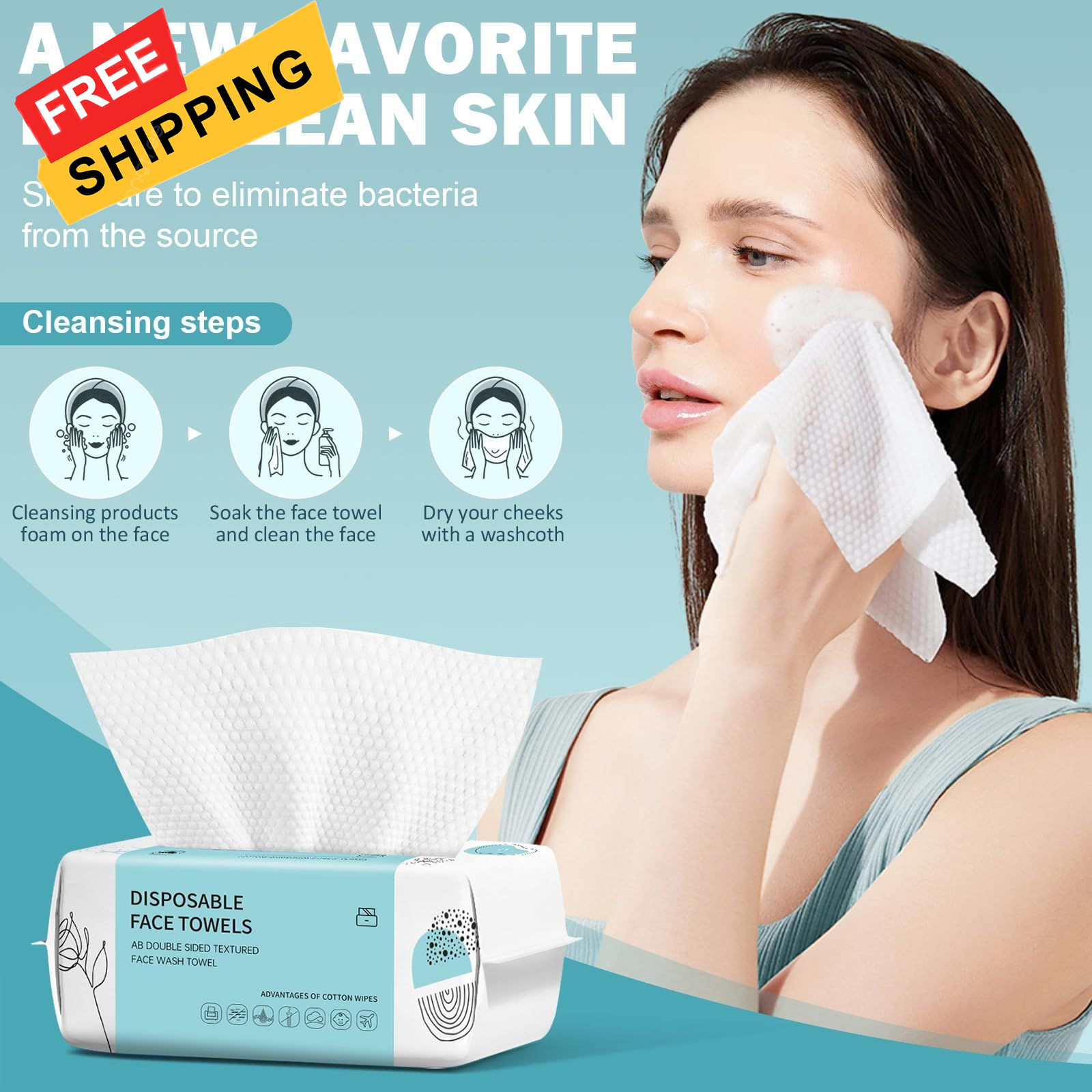 Face Towels, Disposable Towel 100 Count, 100 Count (Pack of 1), White