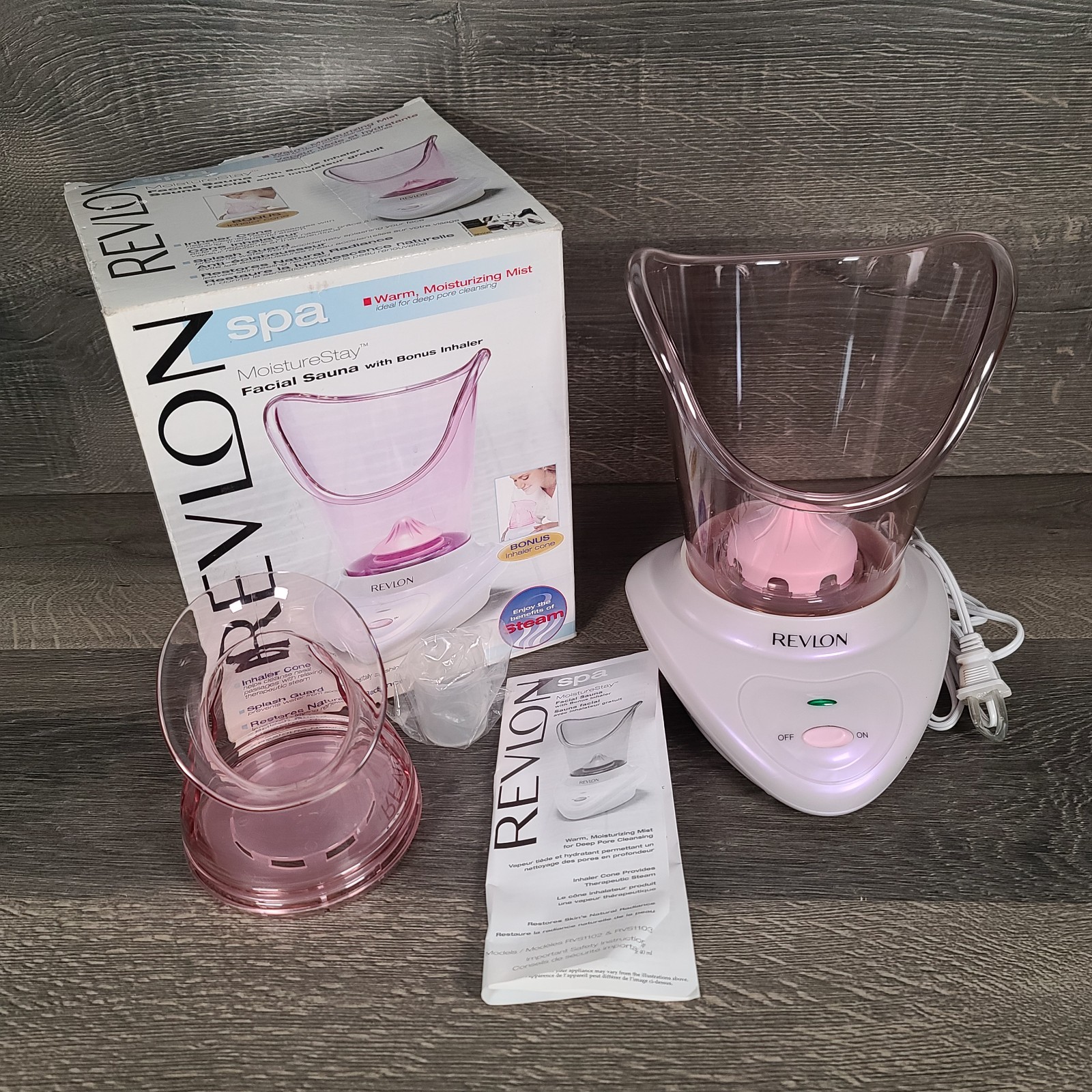 Revlon Spa MoistureStay Facial Sauna, Soft-Feel Guard Inhaler Cone, RVS1102 Pink
