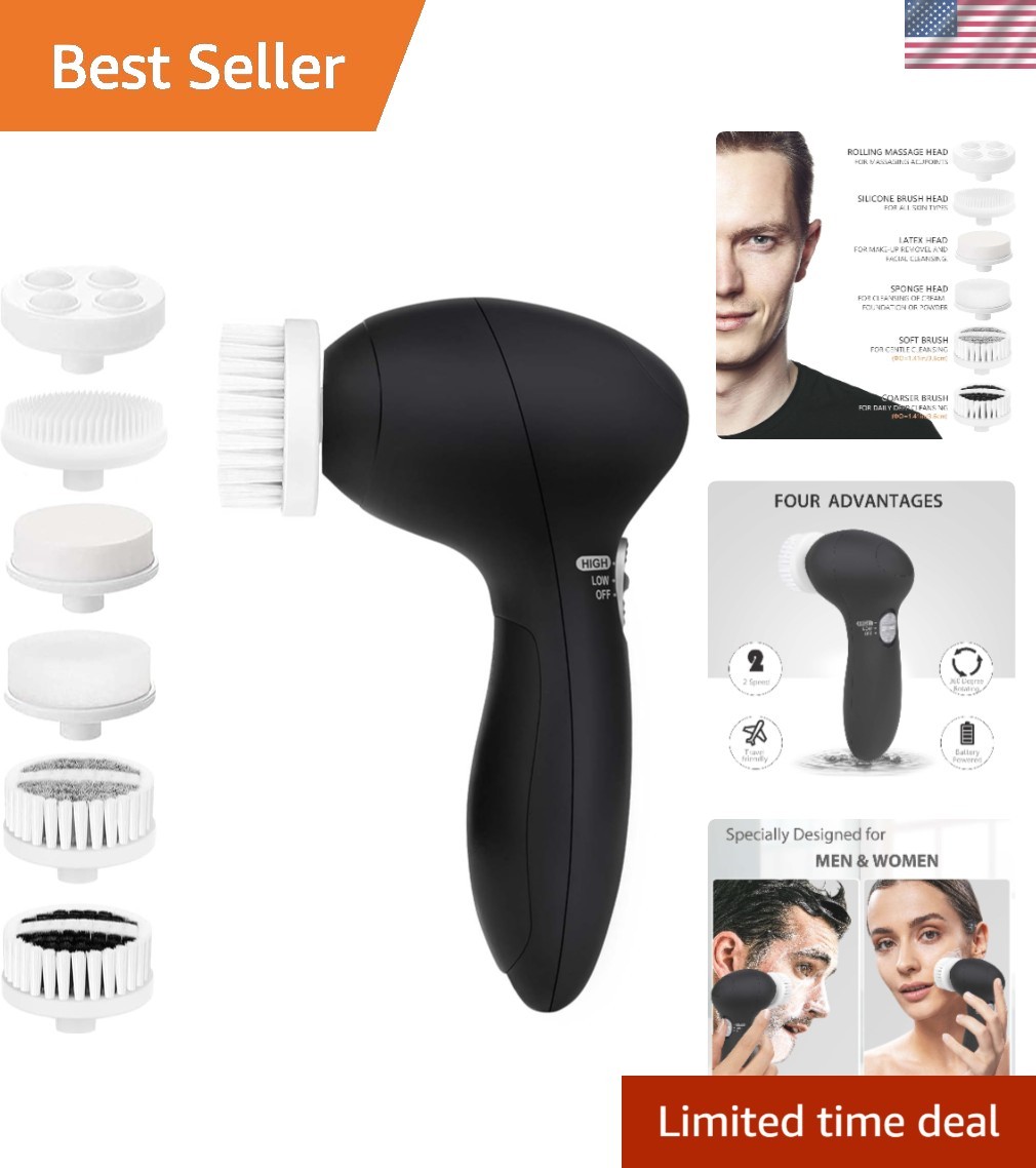 Revolutionary Facial Scrubber with 6 Brush Heads for Exquisite Cleanse