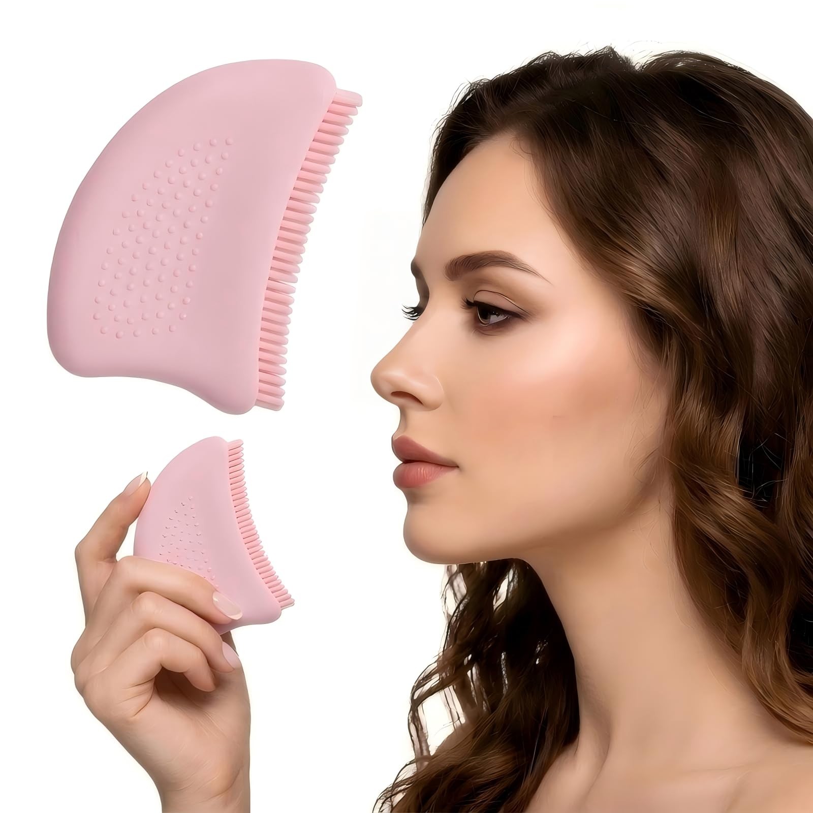 Silicone Lymphatic Contour Face Brush – 2-in-1 Facial Gua Sha & Massager Pink