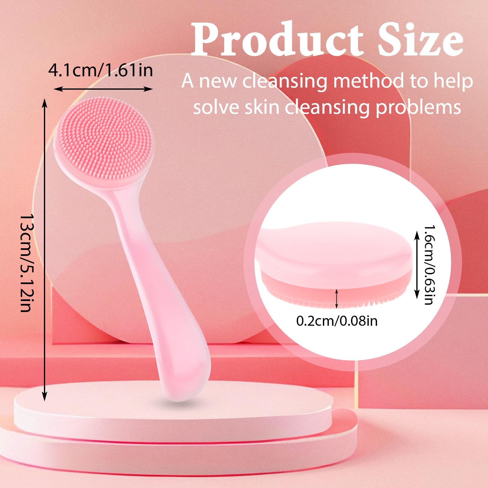 2 Pack Face Scrubber for Women, Soft Silicone Cleansing Brush, Pink