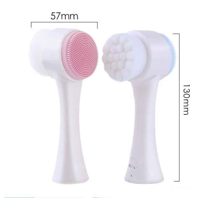 Facial Cleansing Brush Manual 2-in-1 Silicone Double-Sided Exfoliating Scrubber.