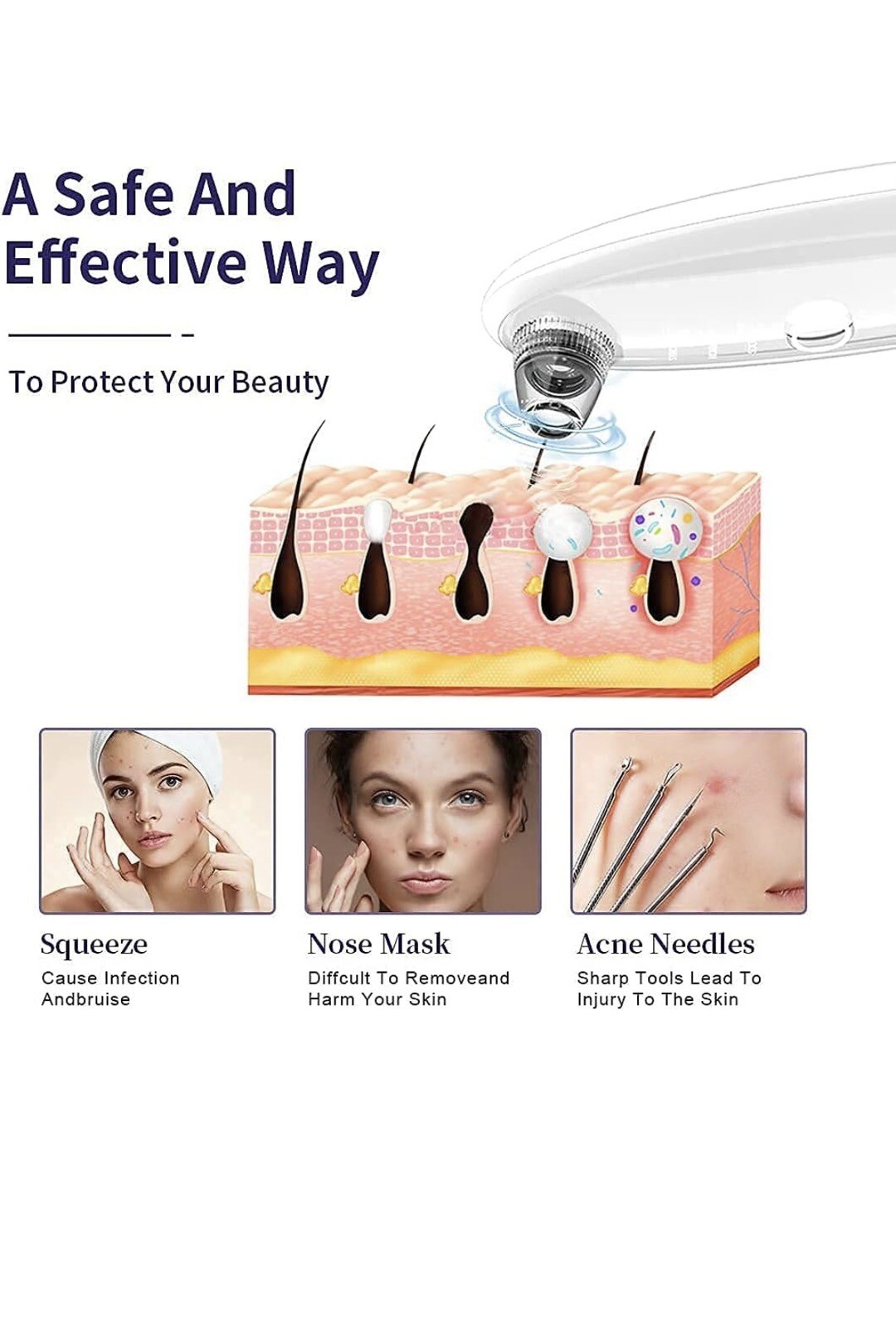 Pore Vacuum Blackhead remover with camera,LeveTop visible facial pimple…