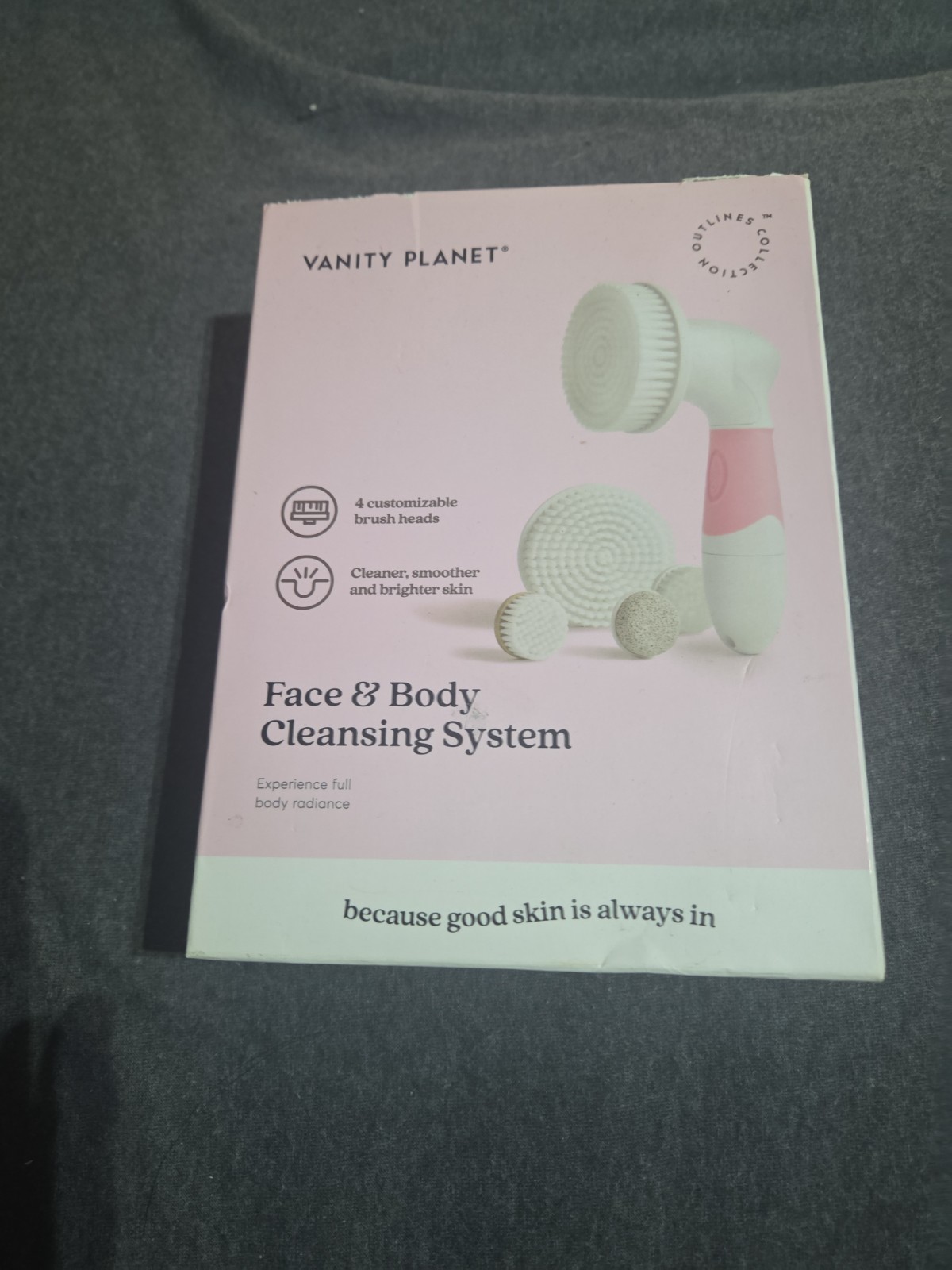 Vanity Planet Face & Body Daily Cleansing System Outlines Exfoliator White Pink