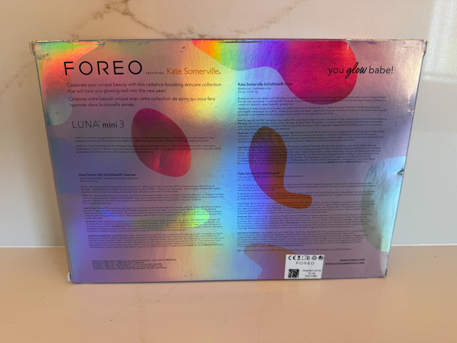 New FOREO Luna Mini 3 Pink Kate Somerville Skin Care Gift Set Box