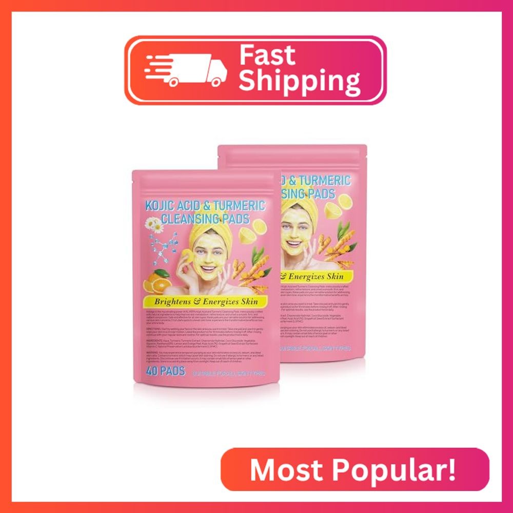 Turmeric Kojic Acid Cleansing Pads 2 Pack, Disposable Turmeric Cleansing Pads fo